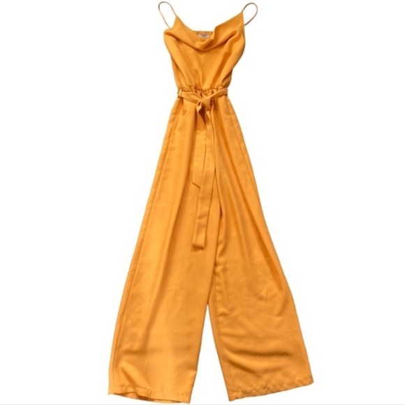 H2O Italia Tinomi Cowl Neck Wide Leg Jumpsuit with detachable Belt in Marigold - Picture 11 of 13